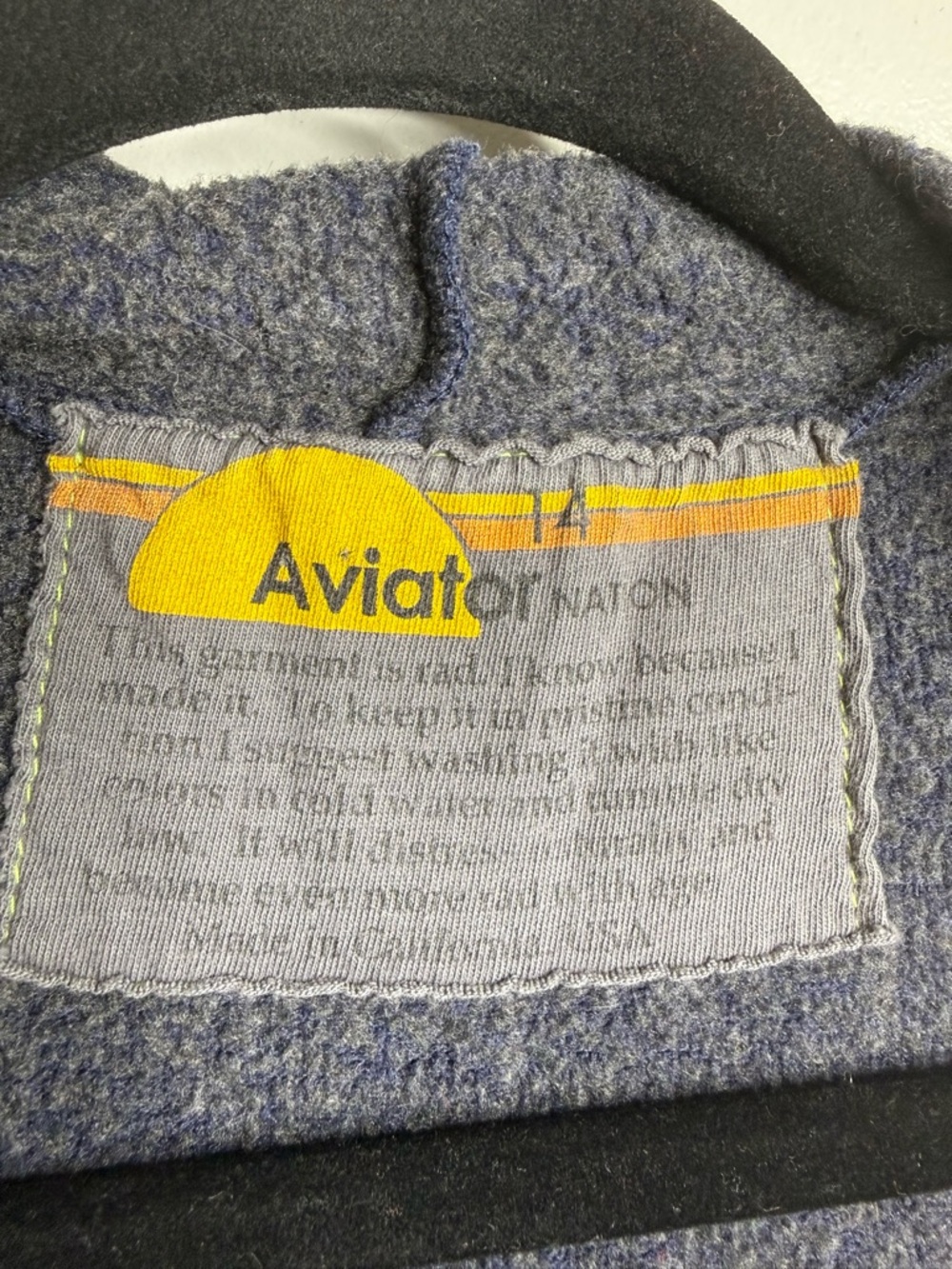 Aviator Nation KID'S 5 STRIPE HOODIE - NAVY // BLUE STRIPES Youth Size 14 - Picture 6 of 8